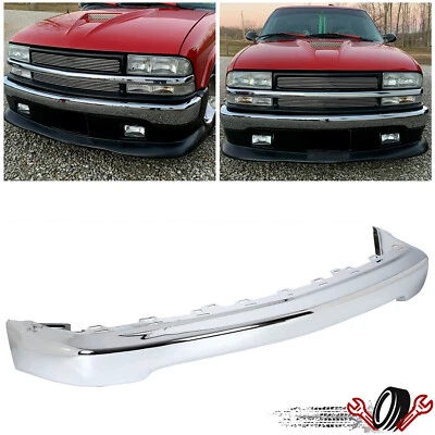 Front Bumper Chrome Steel For 1998-2004 Chevrolet S10 1998-2005 Blazer - Image 1 of 4