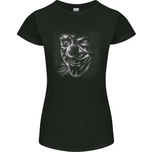 Evil Clown Face Demon Skull Halloween Womens Petite Cut T-Shirt - Picture 1 of 3
