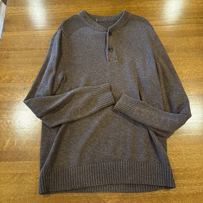 Suéter Eddie Bauer Henley Dos Botones Para Hombre Grande Alto Marrón Foto 1 de 4