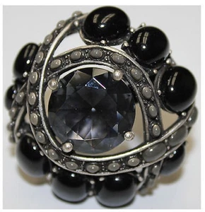 Anello Duchessa Heidi Klum Nero Cabochon e Cristallo Misura 7 J265883 Nero - Foto 1 di 1