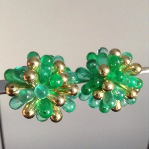Vintage schrullige festliche grün gold Tropfen Cluster groß hell lustig festlich Clip Ons - Bild 1 von 15