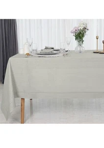 D'Moksha Homes Natural Linen Tablecloth for Rectangle Tables 60 x 90” Quite Grey - Picture 1 of 6