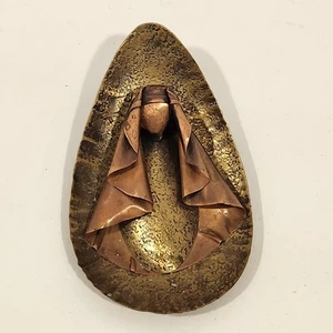 Handmade Chile Copper Brass Art Pendant Religious Madonna Nativity 4" - Picture 1 of 7