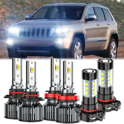 For Jeep Grand Cherokee 2011 2012 2013 6X LED Headlight Hi/Lo Fog Light Bulbs - Image 1 of 4