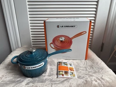 Le Creuset Saucepan 1 3/4 Qt RARE Deep Teal Color. -NEW- Free Shipping - Image 1 of 4