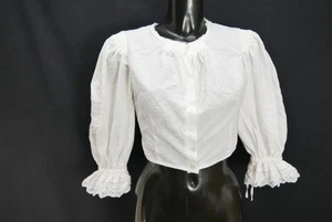 Gr.36 Dirndlbluse weiß Bluse für Dirndl Baumwolle mit Spitze B11332 - Bild 1 von 4
