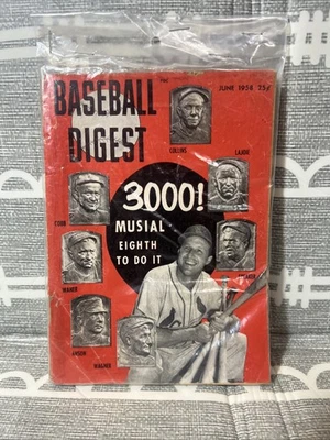 棒球文摘 - 1958 年 6 月 - 3000 音乐第八件 - Cobb Waner Anson — 第 1/4 张图片