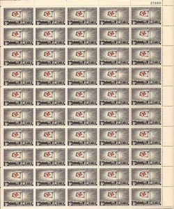 US Stamp 1963 Red Cross Centenary 50 Stamp Sheet #1239 - Picture 1 of 1