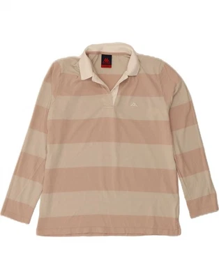 KAPPA Womens Long Sleeve Rugby Polo Shirt UK 18 XL Beige Striped Cotton CU76 - Image 1 of 3