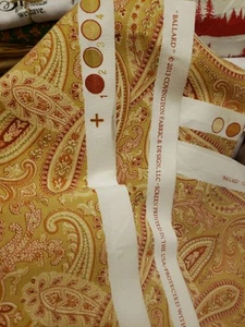 (2) 55" X 55" 2013 Covington Fabric "Ballard" Paisley Drapery Upholstery Tan Red - Picture 1 of 4