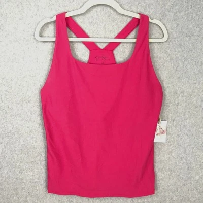 Camiseta sin mangas Jessica Simpson grande rosa acanalada sujetador deportivo yoga rendimiento activo Foto 1 de 4