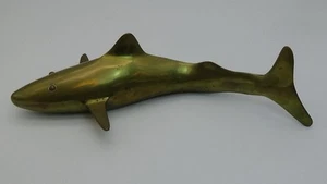 Escultura de tiburón de cobre de latón de colección súper genial MCM arte de metal de peces rara L@@K - Imagen 1 de 12