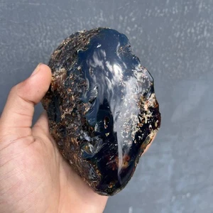268 gr Ámbar Sumatra Áspero Azul Negro - Piedra preciosa Ámbar Sumatra Medio Pulida - Imagen 1 de 6