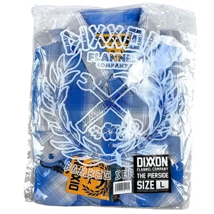 DIXXON Flanell "Pierside" Herren LARGE Bambus Druckknopf kariert blau grau SS Hemd neu - Bild 1 von 9