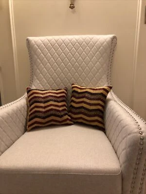 Decorative Set Of Accent Pillows Square Beaded Showroom Samples, Fall Foliage. - Image 1 of 4