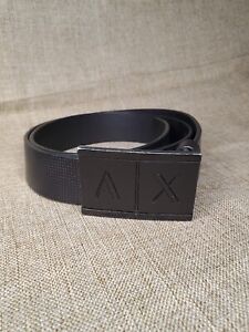 Armani exchange black AX buckle Leather Belt Mens 32