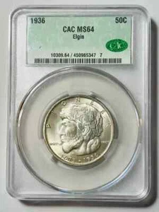 1936 Classic Commemorative Elgin CACG MS 64 White! - Picture 1 of 2
