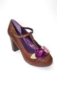 Poetic License vintage heels in whiskey with velvet rosette size EU38.5/US8.5 - Picture 1 of 13