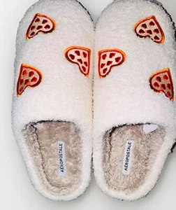 Aeropostale Women's Soft Cozy Slip-on Slippers Red Pizza Size Large 9-10 - Picture 1 of 3