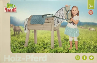 Playland Holzpferd Spielzeugpferd Holz-Pferd Halfter Zügel Maße 103x50,8x99cm - Bild 1 von 4