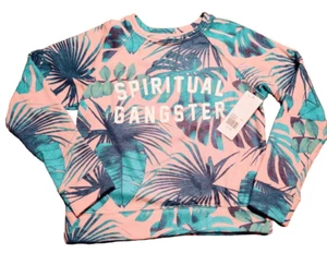 SPIRITUAL GANGSTER BIG KID PINK RAGLAN CREWNECK SWEATSHIRT NWY S/10 - Picture 1 of 15