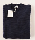 New LUIGI BORRELLI Navy Extrafine Merino Wool Crewneck Pullover Sweater M (Eu 50