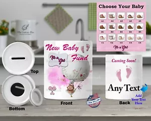 Nuovo Baby Shower Bambina Palloncino Personalizzato Ceramica Salvadanaio PIGGY Bank Penny Jar - Foto 1 di 19