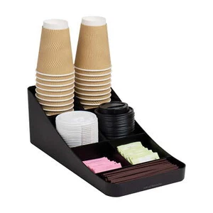 Cup and Condiment Station, Countertop Organizer, Coffee Bar, Black - Picture 1 of 8