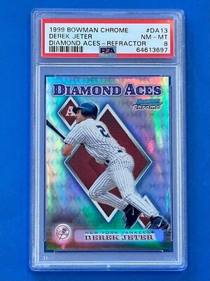 1999 Bowman Chrome Diamond Aces Refractor Derek Jeter DA13 PSA 8 NM-Mint Yankees - Image 1 of 2