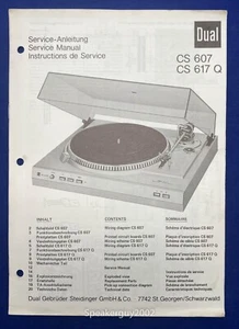 Original Dual CS607 CS617Q Turntable - Record Player Service Manual - Picture 1 of 1