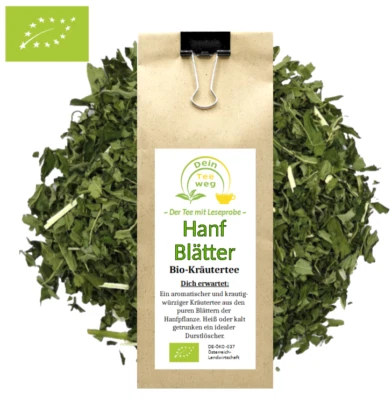 2x35g Hanf Tee BIO Hanfblatt Hanftee koffeinfrei Abendtee Doppelpack Kräutertee - Bild 1 von 4