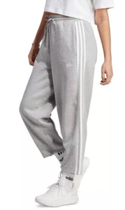 Adidas Women’s Loose Fit Wide Straight Leg Grey Sweatpants Size S, 3-Stripe, NEW - Picture 1 of 11