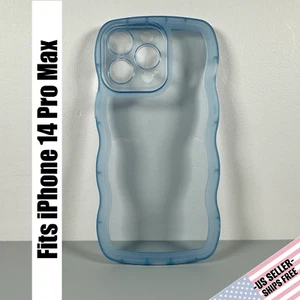 Case for iPhone 14 Pro Max - Frosted Blue Glow | Wavy Edges | Slim Contour Grip - Picture 1 of 14