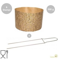 Kit Spillone con 6 Stampi Panettone Alto Cellulosa 500 g