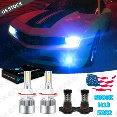 8000K LED Headlight Hi/Low + Fog Bulbs For Chevrolet Camaro 2010 2011 2012 2013 - Image 1 of 4