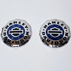 Harley Davidson Breakout Fuel Tank Badges Emblems Softail 2015 Blue Chrome - Picture 1 of 6