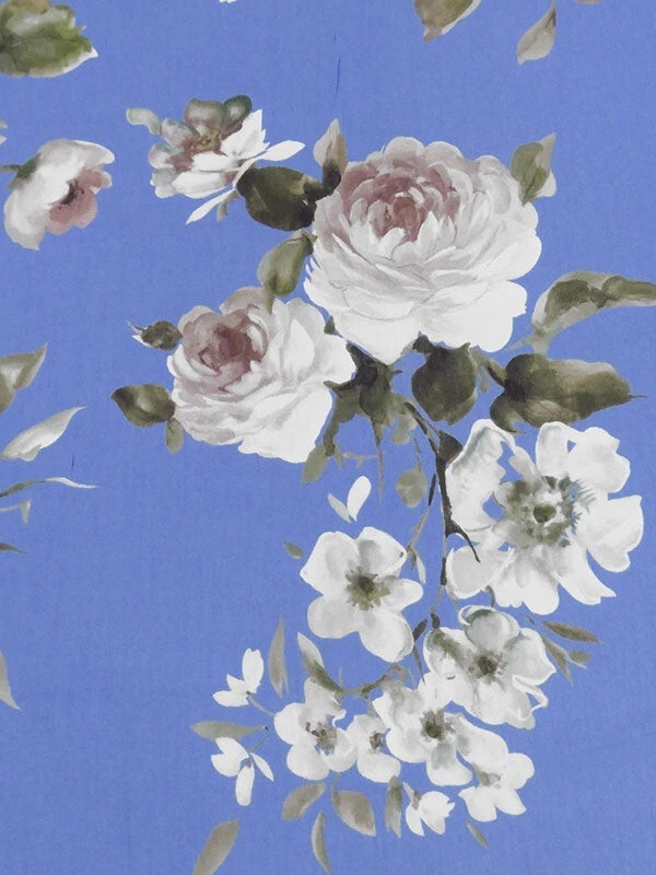 Tela de gasa floral periwinkle tela de ropa semi transparente por yarda  Foto 1 de 3