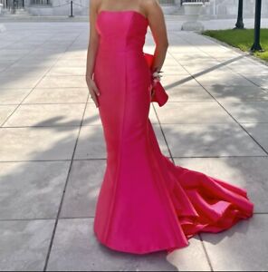 Sherri Hill dress bright pink with ruffel train size 4