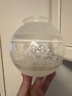 Vintage Glass Lamp Globe White Paint Etched Bottom Top 1960s 3 in fit
