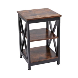 Industrial Sofa Side End Table Bedroom Nightstand Coffee Table Storage Shelf - Picture 1 of 6