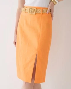 NEW J Crew Womens Linen Blend Midi Pencil Skirt Side Split Coral 4 $138 - Picture 1 of 4