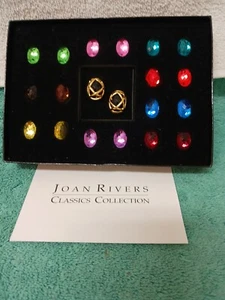 Joan Rivers Ten Color Checkerboard Cut Earring Wardrobe Clip Ons NIB - Picture 1 of 4