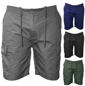 Mens OSCILLATOR Elasticated Waist CARGO Combat Shorts Pants Bottom Half Pant - Picture 1 of 5