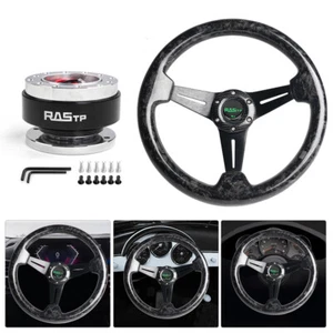 14INCH/350mm Racing Steering Wheel Drifting Deep Dish+Ball Quick Release Adapter - Picture 1 of 10