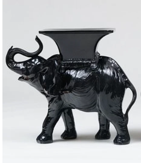 large Modern Black Glazed Ceramic Elephant Form Side Table/Statue, pick up only! - Image 1 of 4