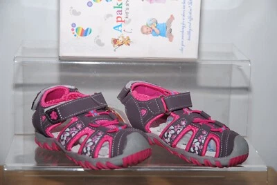 APAKOWA Girls Brown and pink bow Flower detail shoes / Sandals UK size 8 infants