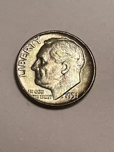 1951-P Roosevelt Dime 90% Silver U.S Liberty 10C Cents Coin AU - Picture 1 of 2