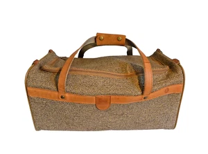 Vintage Hartmann Tweed & Belted Leather 20" Carry-On Duffle Bag Luggage Tag MCM - Picture 1 of 8