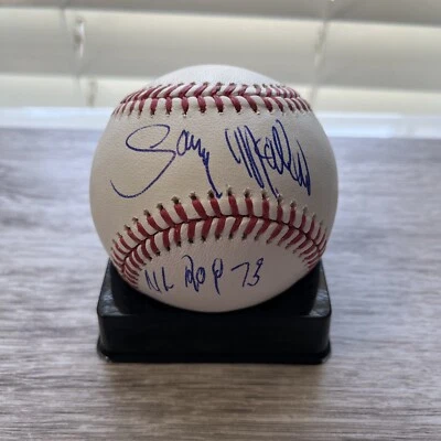 Gary Matthews Sr. Firmado ROML Cachorros de Béisbol, Filis "NL ROY 1973" Inscrito Foto 1 de 4