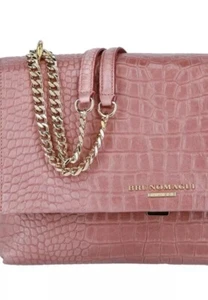 New Never Used Bruno Magli Croc-Embossed Leather Shoulder Bag Dusty Pink - Picture 1 of 8